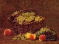 Cesta de uvas blancas y melocotones Henri Fantin Latour